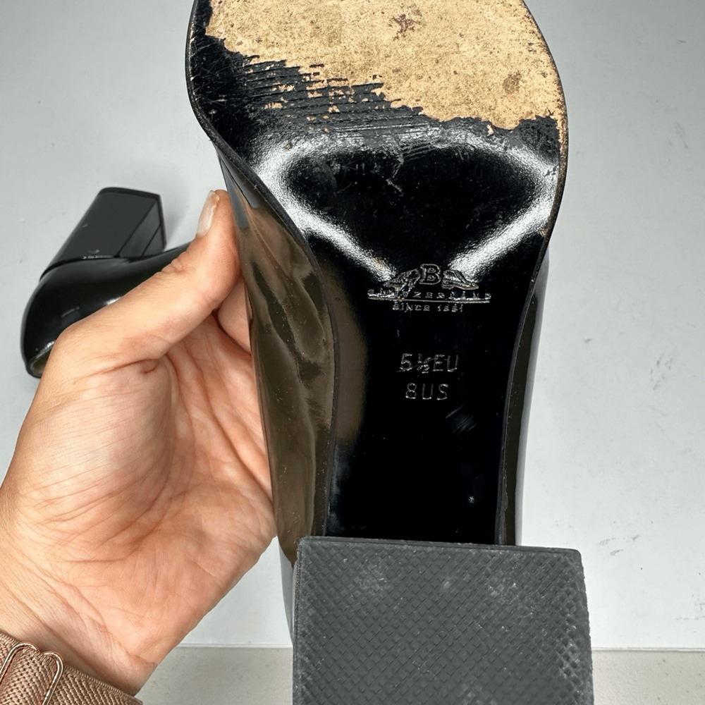 Bally Newport Dress Pumps Green Patent High Heels Shoes Made England Womens 8 - Picture 7 of 7